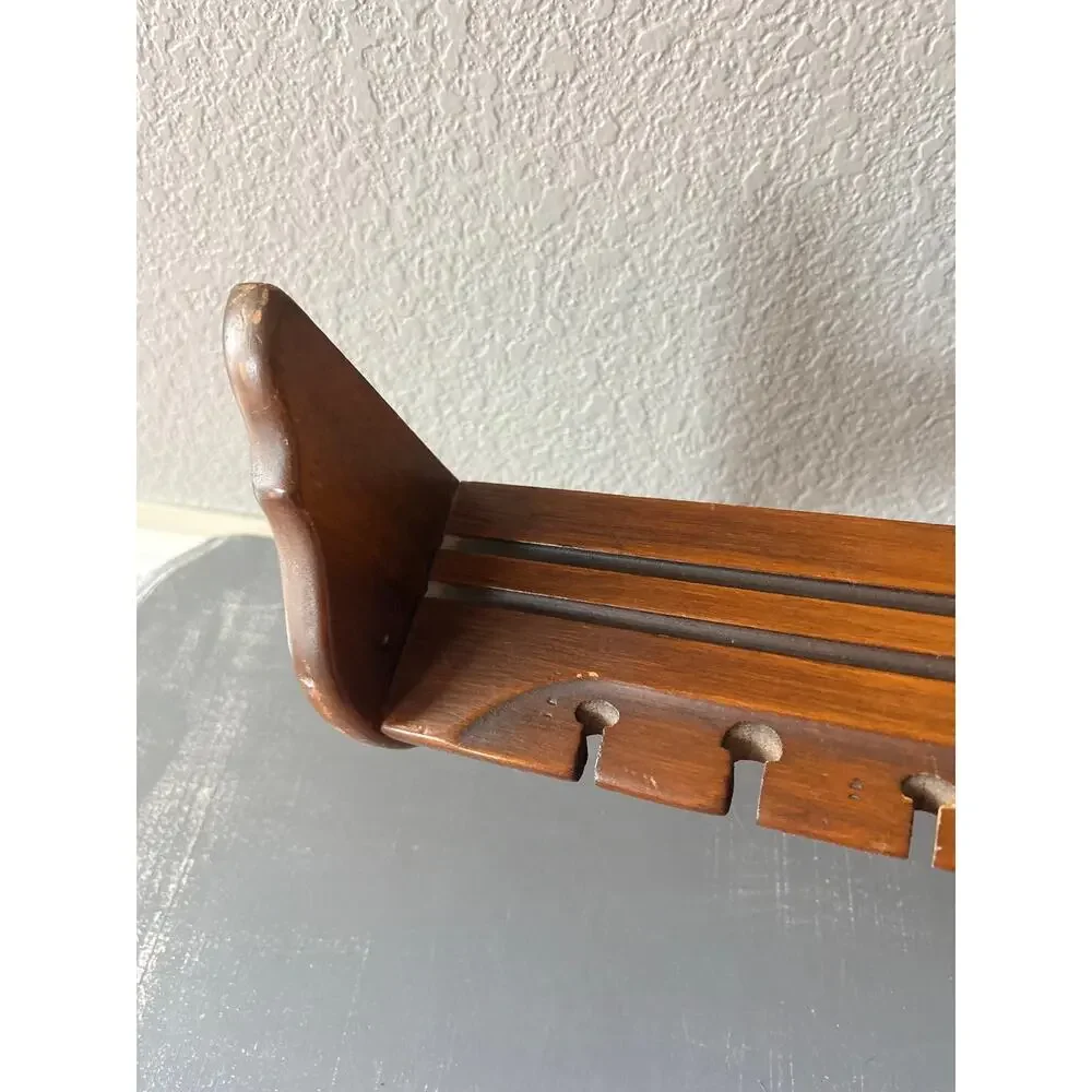 Vintage Solid Wood Spoon Display Wall Shelf Rack Teacup Saucer Collector 23”
